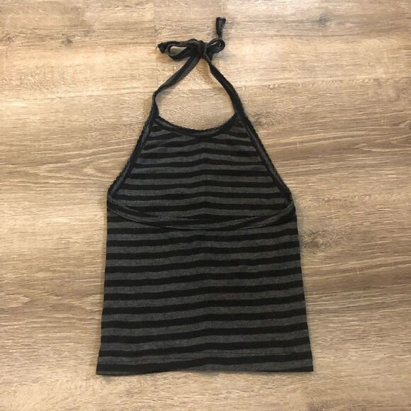 Women's Urban Outfitters Out From Under Grey & Black Striped Halter Top - Picture 5 of 6